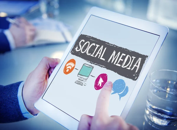 Conexão de mídia social Concepção de rede de tecnologia de comunicação — Fotografia de Stock