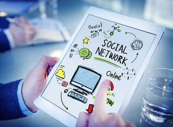 Social Network Social Media Technology Concepto de navegación de oficina —  Fotos de Stock