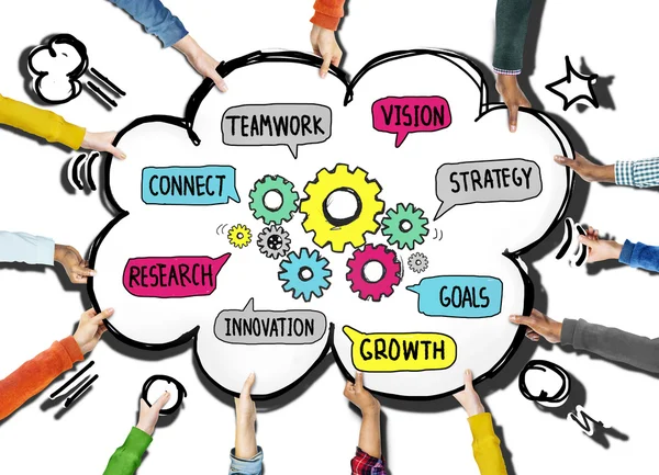 Teamwork ansluta strategi koncept — Stockfoto