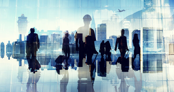 Silhouettes of Group of Business People, business meeting