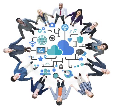 Group of people and Global Social Media Networking