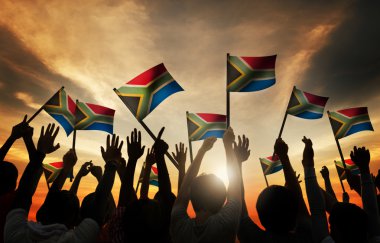 People Waving African Flags clipart