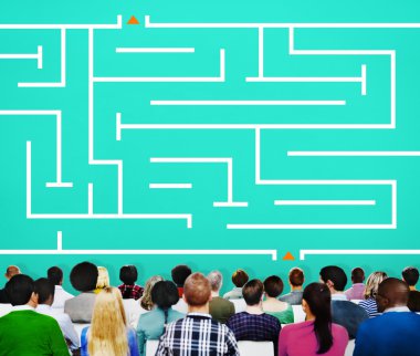 business people and Maze Strategy Success Solution