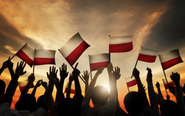 People Waving Polish Flags clipart