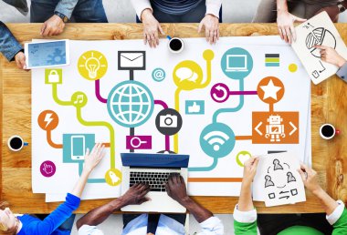 Group of people and Global Social Media Networking