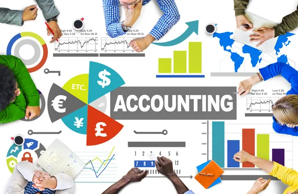 Group of people and Accounting Analysis Banking Economy Investment — Stock Photo, Image