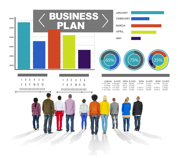 사업 계획 그래프 전략 아이디어 정보를 브레인 스토밍 — 스톡 사진