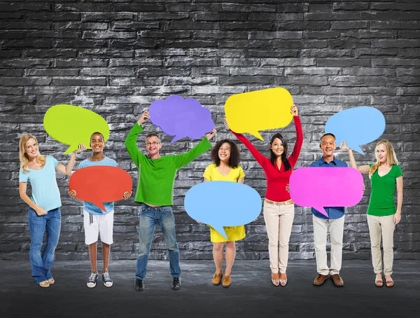 People with speech bubbles. Communication Concept — Stock Photo, Image