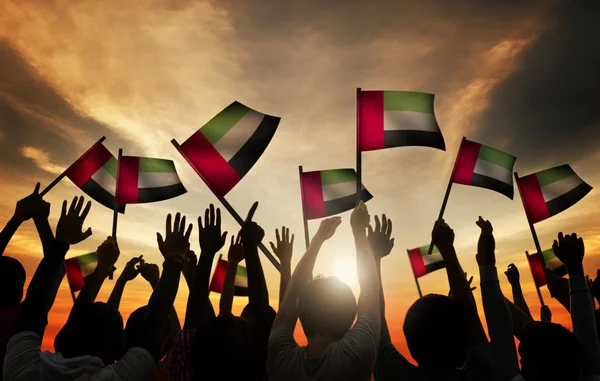 People Waving Columbian Flags of UAE — Stock Photo, Image