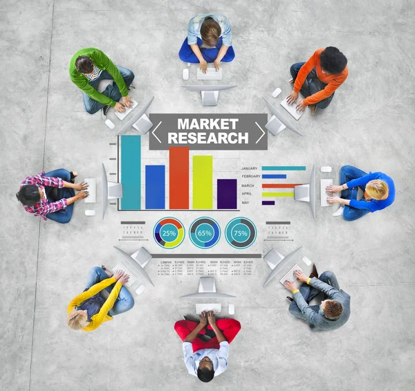 Market Research Business Percentagem Estratégia de Marketing de Pesquisa — Fotografia de Stock