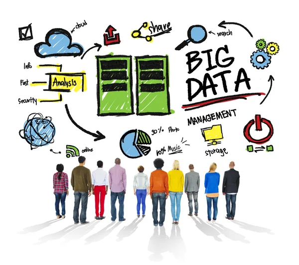 Etnia Grupo alegre Big Data Information Data Center — Foto de Stock