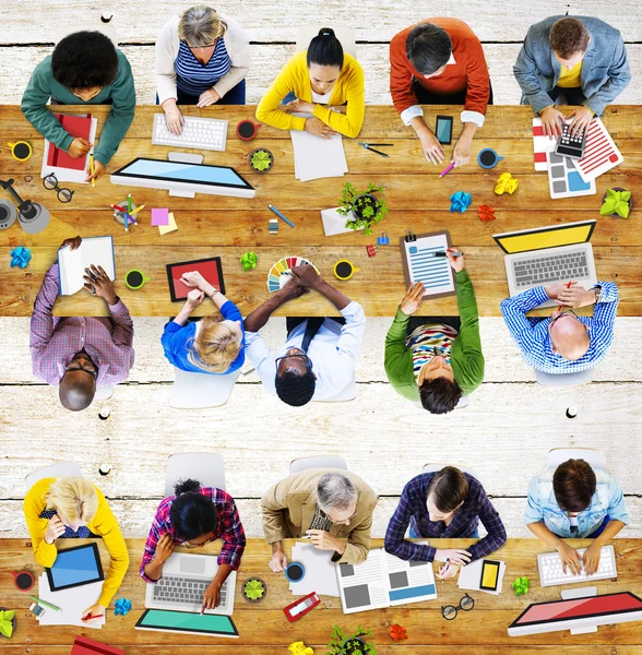 Colleagues Working at table  Concept — Stock Fotó