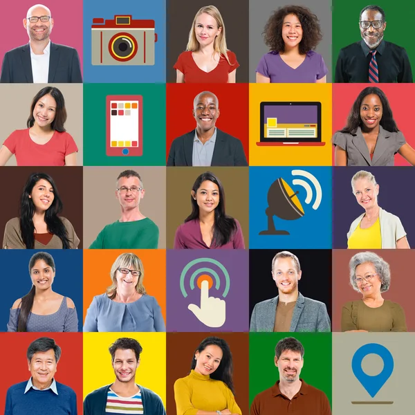 Multietnické lidé a technologie koncepce — Stock fotografie