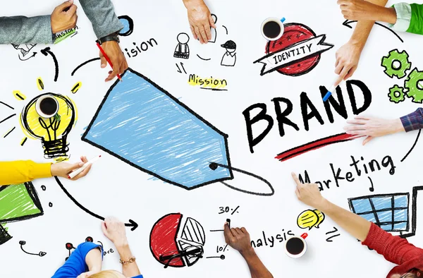 Persone Discussione Marketing Brand Concept — Foto Stock