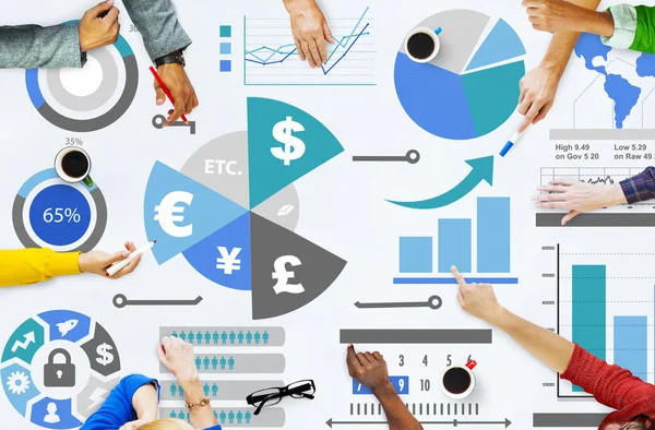 Group of people and Global Finance Business Economy — Stock Photo, Image
