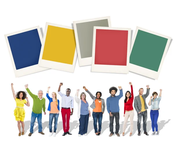 Business People con Polaroid Papers Concept — Foto Stock