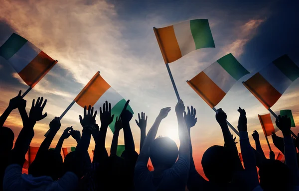 Group of People Waving Flags of Ireland — Stock Photo, Image