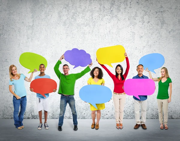 Diversity People with Speech Bubbles — Stock Photo, Image