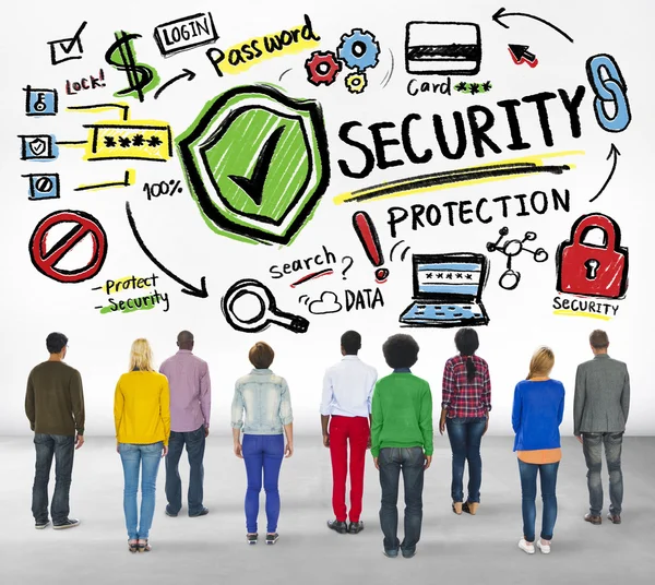 Etnia Persone Cercando Sicurezza Protezione Firewall — Foto Stock