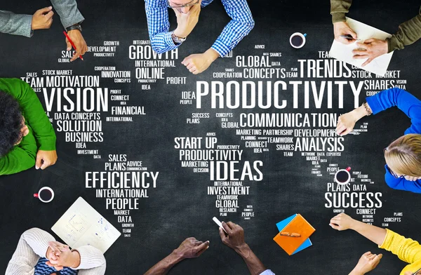 Business team and global productivity strategy — Stok fotoğraf