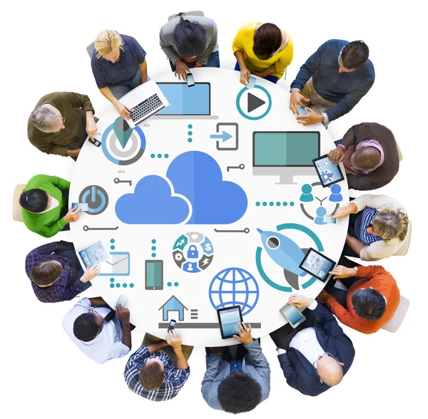 Datos grandes compartidos nube de comunicación global en Internet —  Fotos de Stock