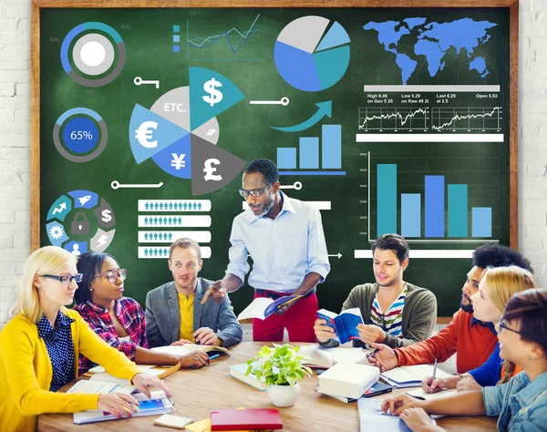 Group of people and Global Finance Business Economy — Stock Photo, Image