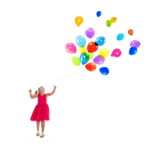 Ragazza con palloncini colorati — Foto Stock