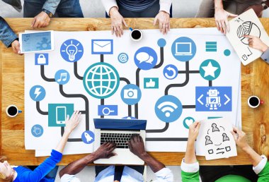 Group of people and Global Social Media Networking