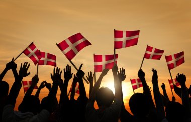 Group of People Waving Flags of Denmark clipart