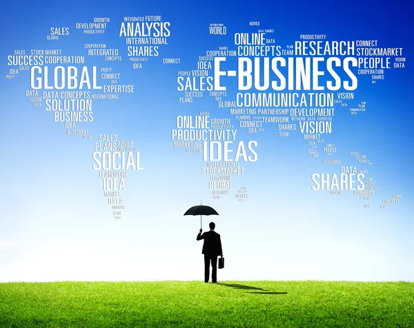 Zakenman met E-Business Concept — Stockfoto