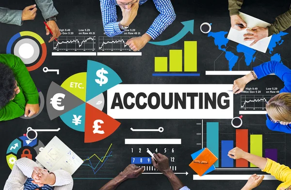 Group of people and Accounting Analysis Banking Economy Investment — Stock Photo, Image