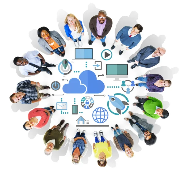 Compartilhamento de Big Data Online Global Communication Cloud — Fotografia de Stock