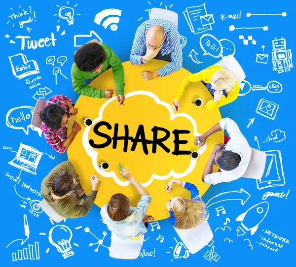 Aandeel delen Networking communicatieconcept — Stockfoto