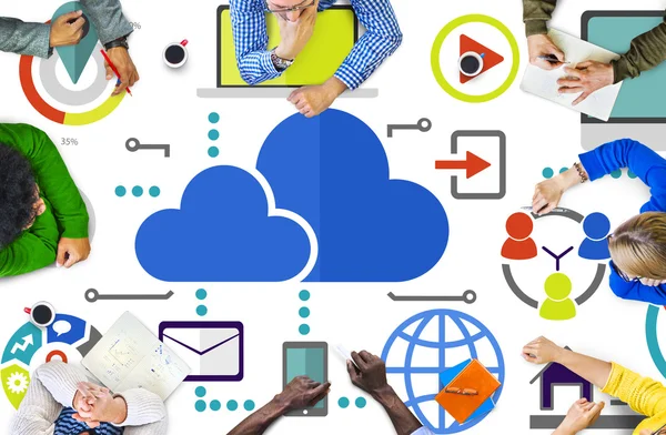 Brainstorming Sharing Online Global Communication Cloud — Stock Photo, Image