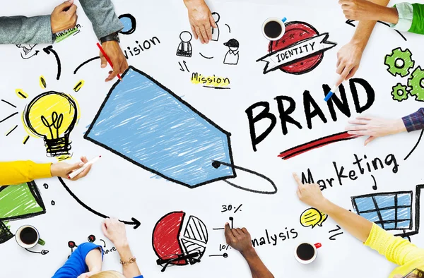 Persone Discussione Marketing Brand Concept — Foto Stock