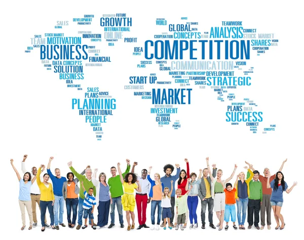 Конкурентный рынок, концепция глобальных вызовов — стоковое фото