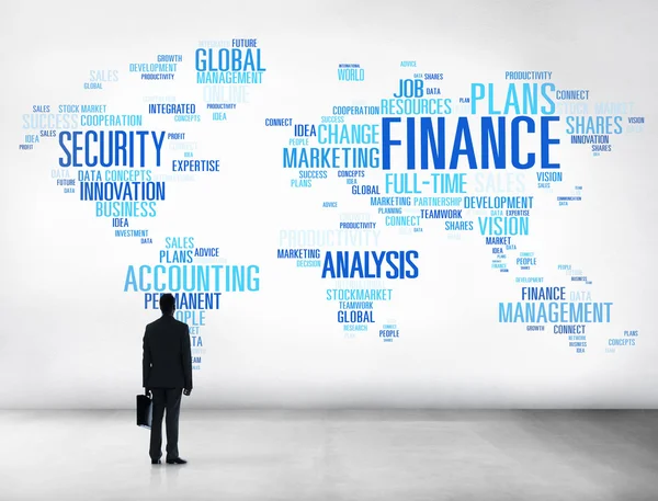 Businessman with Global Finance Concept — Stock Photo, Image