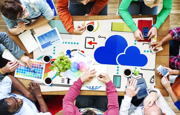 Concetto di rete di cloud computing — Foto Stock