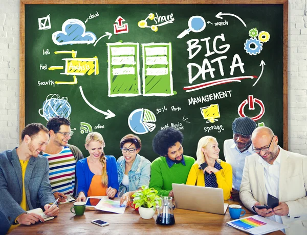 Diversity People Big Data Learning Teamwork Discussion — Stok fotoğraf