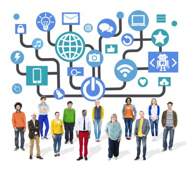 Group of people and Global Social Media Networking