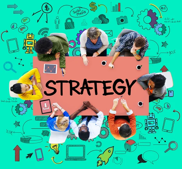 Strateji Online sosyal medya kavramı — Stok fotoğraf