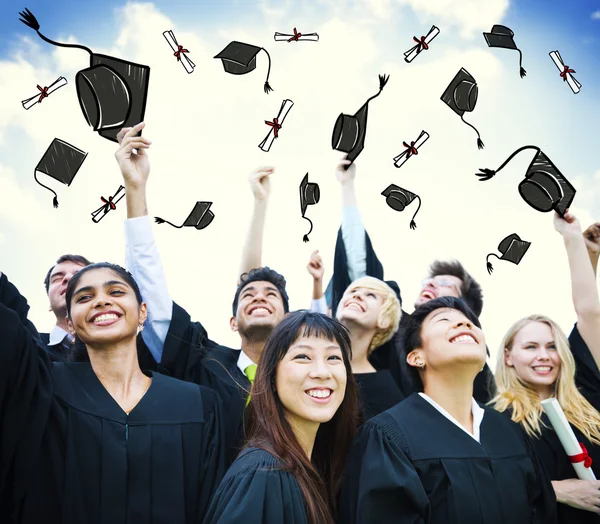 Estudiantes Celebración Concepto de Graduación — Foto de Stock