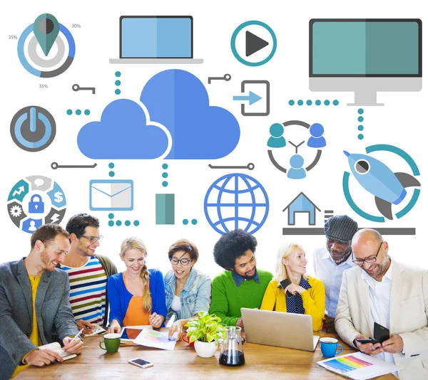Big Data Sharing Online Global Communication Cloud — Stok fotoğraf