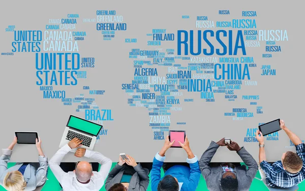 Pojetí Globalizace Globálním Světě Mezinárodní Země Rusko — Stock fotografie