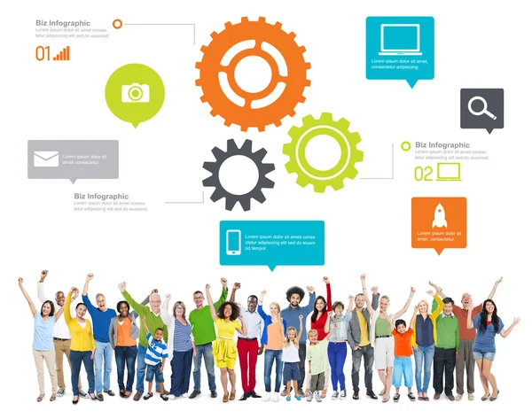 Teamwerk technologie businessconcept — Stockfoto