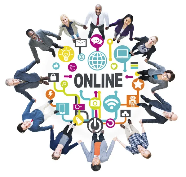 Gruppo di persone e Global Social Media Networking — Foto Stock