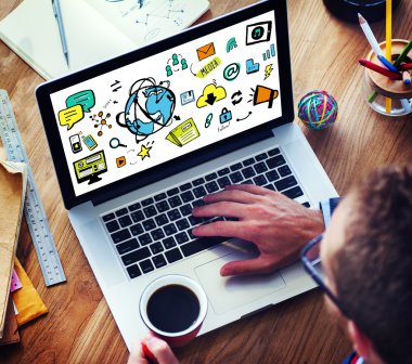 Sosyal ağ medya Laptop kavramı çalışma