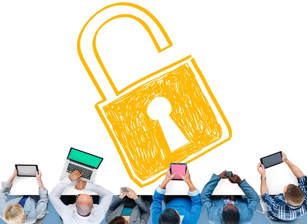 Business people e Sucurity Lock Guard Concept — Foto Stock