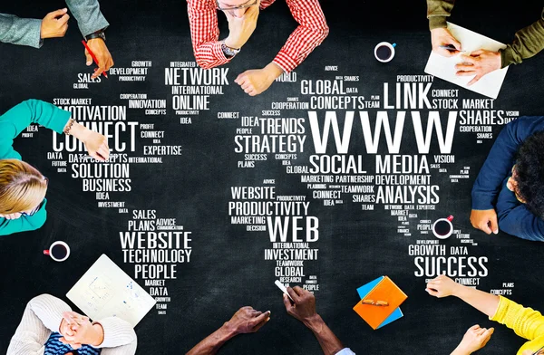 Concetto di connessione ai social media WWW — Foto Stock