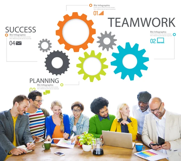 Teamwork Group Gear Partnerskab koncept - Stock-foto